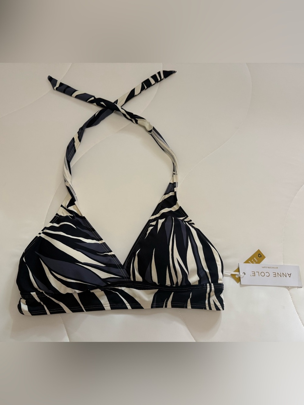 Anne Cole Black and White Zebra Print Bikini Top